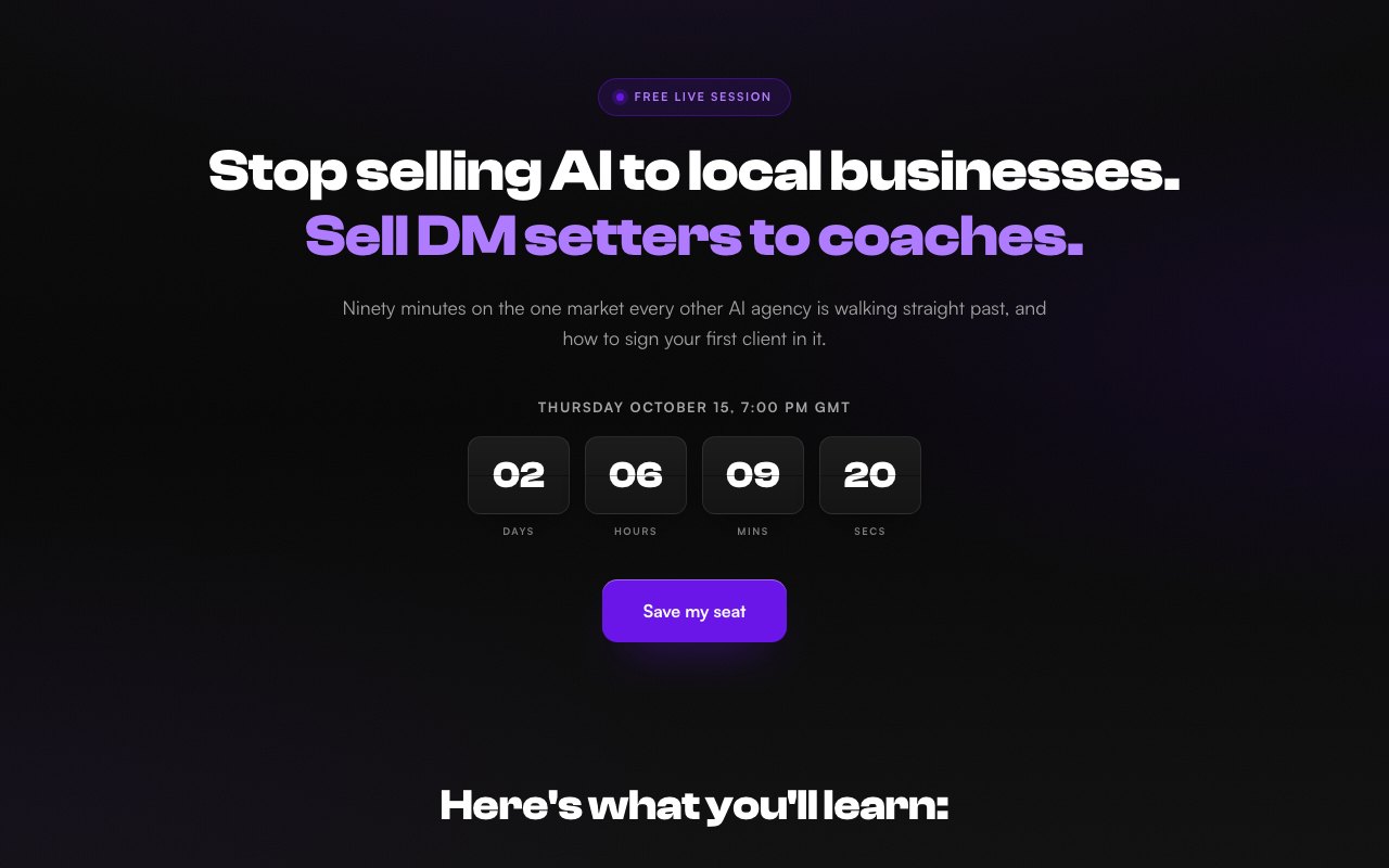 Registration page preview